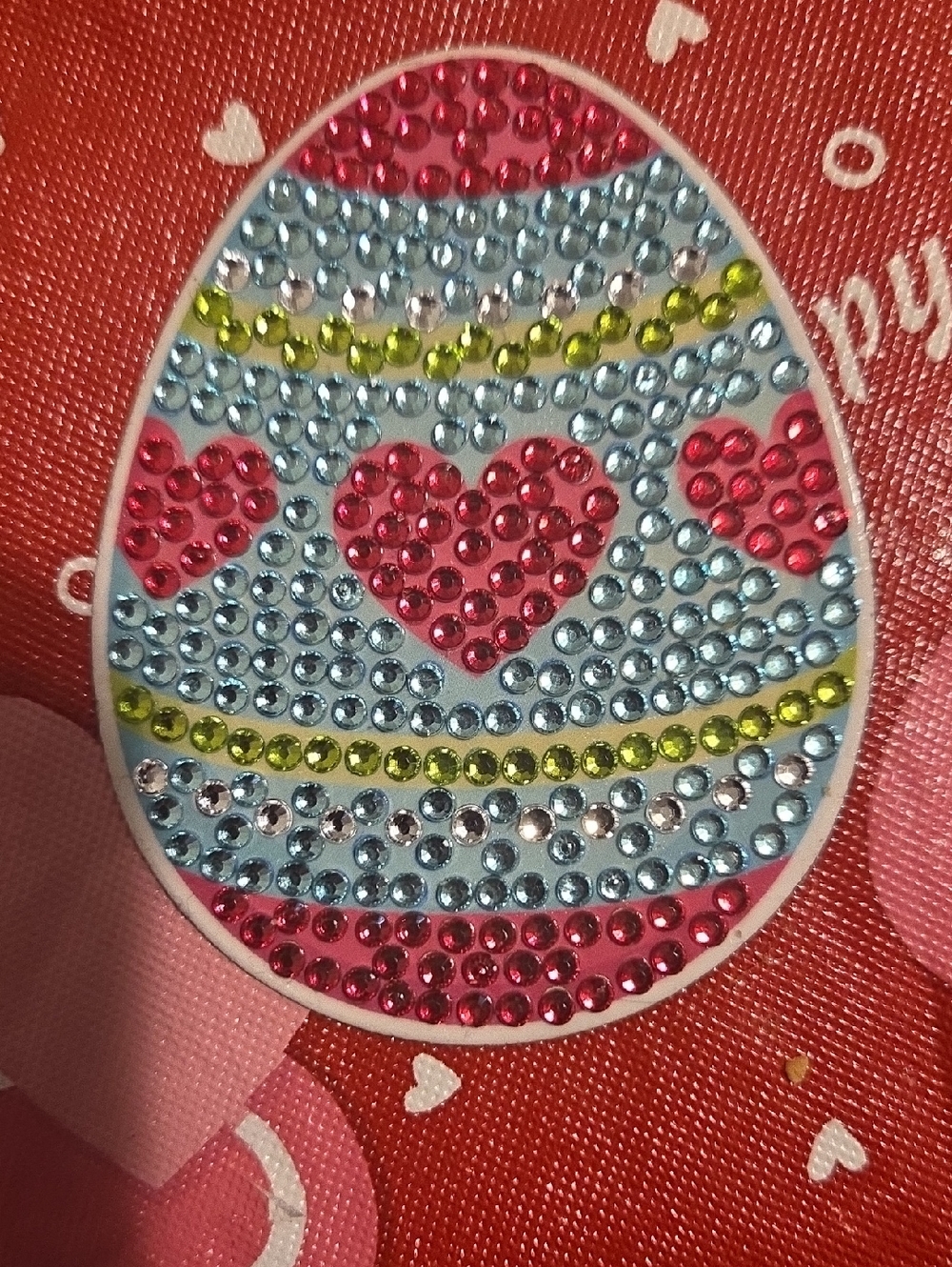 Rhinestone Egg Magnet with Pink Heart Accents